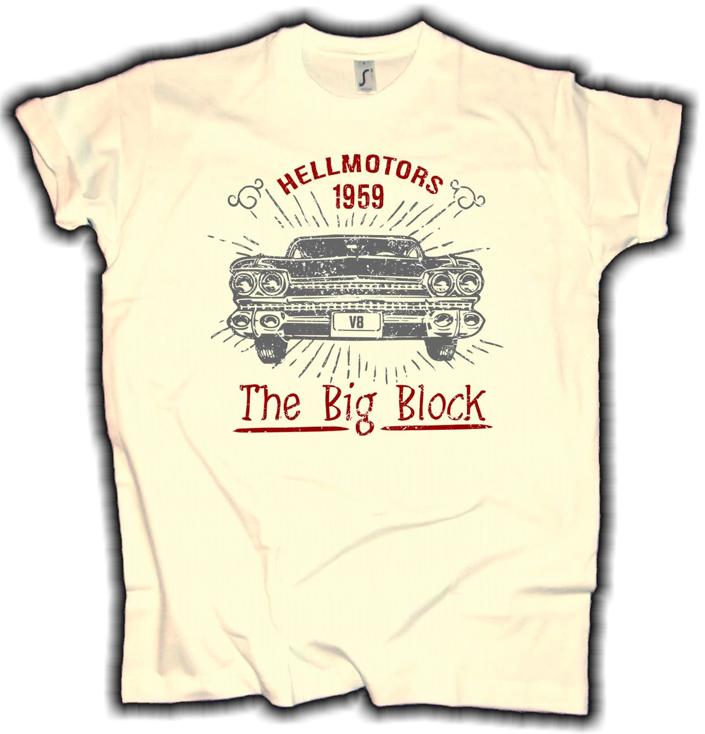 T-Shirt mit oldschool vintage straßenkreuzer v8 block big block
